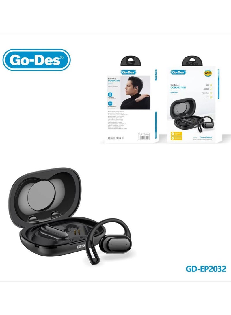جو-ديز سماعات Go-Des Open اللاسلكية بتقنية البلوتوث 5.4 وتوصيل عظم الأذن وإلغاء الضوضاء ENC وسماعات OWS مع شحن من النوع C ووضع استعداد طويل - Image 1