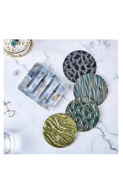 Y&D Coaster Resin Mould 4Pcs Different Pattern Moulds with 1Pc Stand Storage Moulds Silicone for Epoxy Casting Coasters Home Decoration  - Image 2