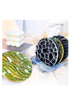 Y&D Coaster Resin Mould 4Pcs Different Pattern Moulds with 1Pc Stand Storage Moulds Silicone for Epoxy Casting Coasters Home Decoration  - Image 3