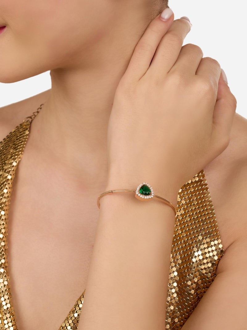 ZAVERI PEARLS Combo of 2 Green Dazzling Cubic Zirconia Contemporary Kada Bracelets For Women-ZPFK21443 - Image 3