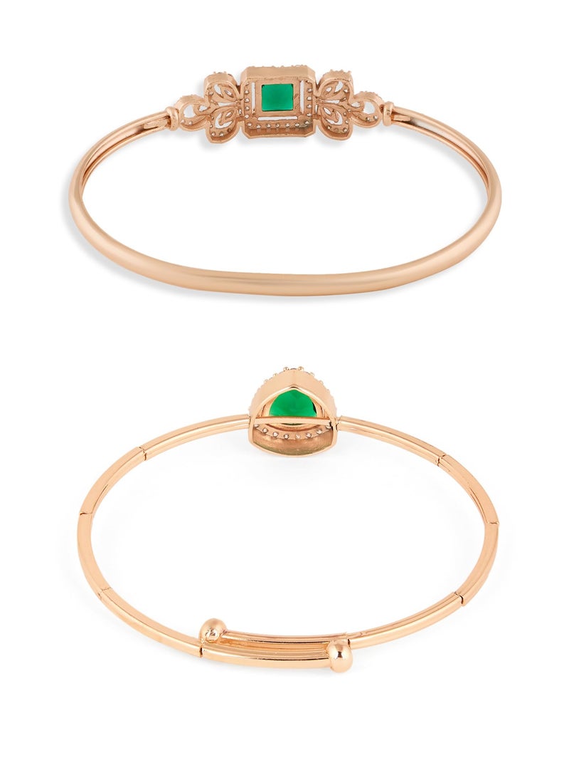 ZAVERI PEARLS Combo of 2 Green Dazzling Cubic Zirconia Contemporary Kada Bracelets For Women-ZPFK21443 - Image 5