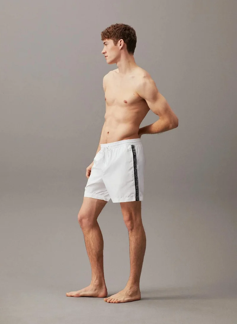 Calvin Klein Pvh Classic White Medium Drawstring Swim Shorts - Logo Tape for Men | Best Price UAE