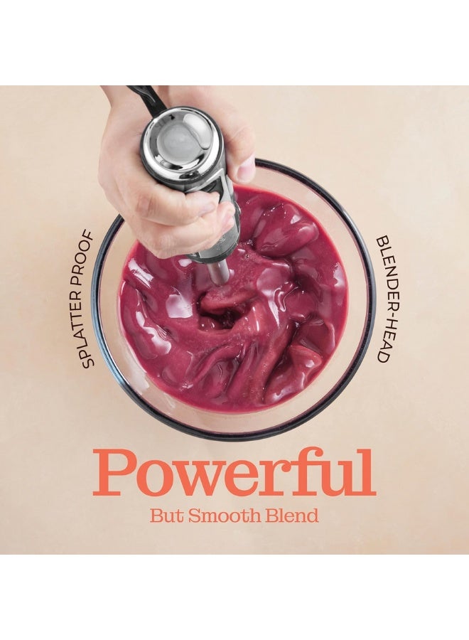 خلاط يدوي كهربائي قوي للاستخدام اليومي بقدرة 800 واط مع تحكم متعدد السرعات ونظام نبض ذكي، هاند بلندر احترافي بشفرات ستانلس ستيل رباعية حادة مقاومة للتآكل، عمود قابل للفصل لسهولة التنظيف والتركيب السريع، محرك قوي ومتـين لأداء ثابت، مناسب لتحضير الشوربة والصلصات وطعام الأطفال والخلط السريع، تصميم مريح مقاوم للبصمات وسهل الاستخدام، متوافق مع الجهد الكهربائي المنزلي، مثالي للمطابخ المنزلية والاستخدام المستمر - Image 2