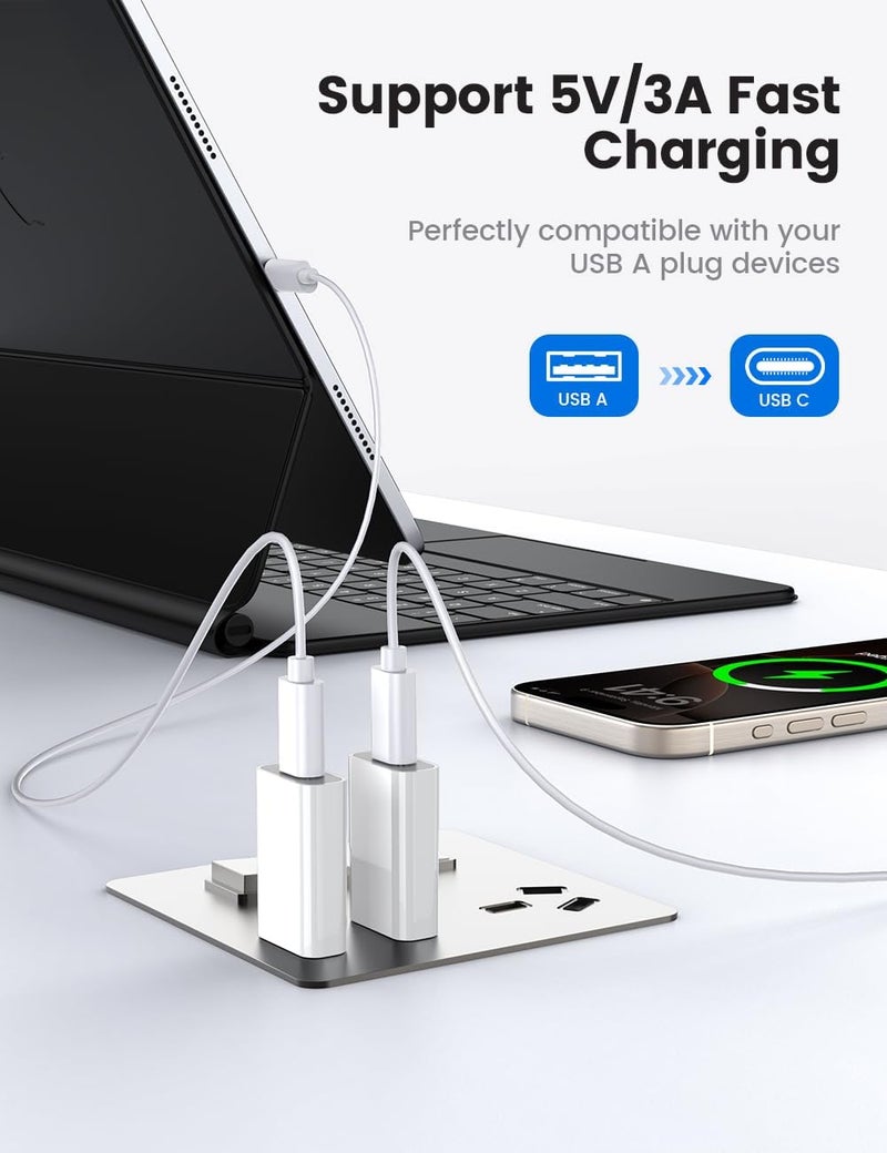MOSWAG محول USB إلى USB C عبوة 2، محول USB C إلى USB، محول USB إلى C متوافق مع iPhone 17/16/15 Mini Pro Max، Apple MagSafe Watch 11/10/9/8، Galaxy S20-25، iPad Air Mini 6/7، CarPlay - Image 3