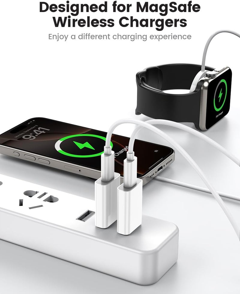 MOSWAG محول USB إلى USB C عبوة 2، محول USB C إلى USB، محول USB إلى C متوافق مع iPhone 17/16/15 Mini Pro Max، Apple MagSafe Watch 11/10/9/8، Galaxy S20-25، iPad Air Mini 6/7، CarPlay - Image 5