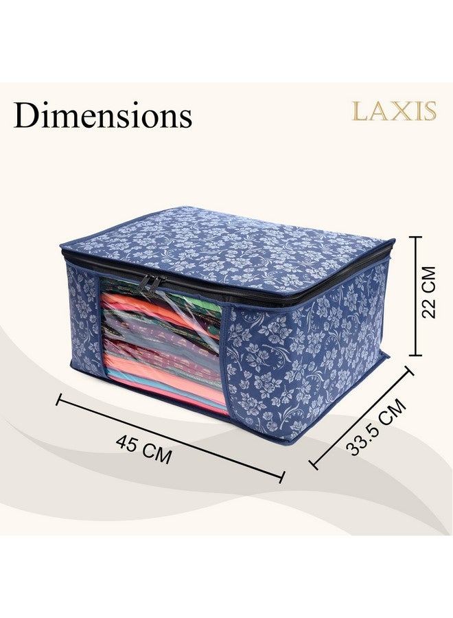 LAXIS HOMFIL Brand - LAXIS Saree Covers With Zip Non-Woven Printed Saree Cover/Saree Organizer For Wardrobe/Cloth Storage With Transparent Window/Saree Bags Storage/Clothes Organizer (Blue- Pack of 6) - Image 2