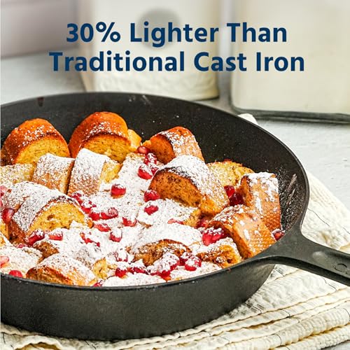 COOKLIFE 10 Inch Lightweight Pre-Seasoned Cast Iron Skillets with Handle Cover - Smooth Polished Surface, Easy to Clean Cast Iron Pan Use in the Oven, on the Stove or Grill, Over a Campfire - Image 3