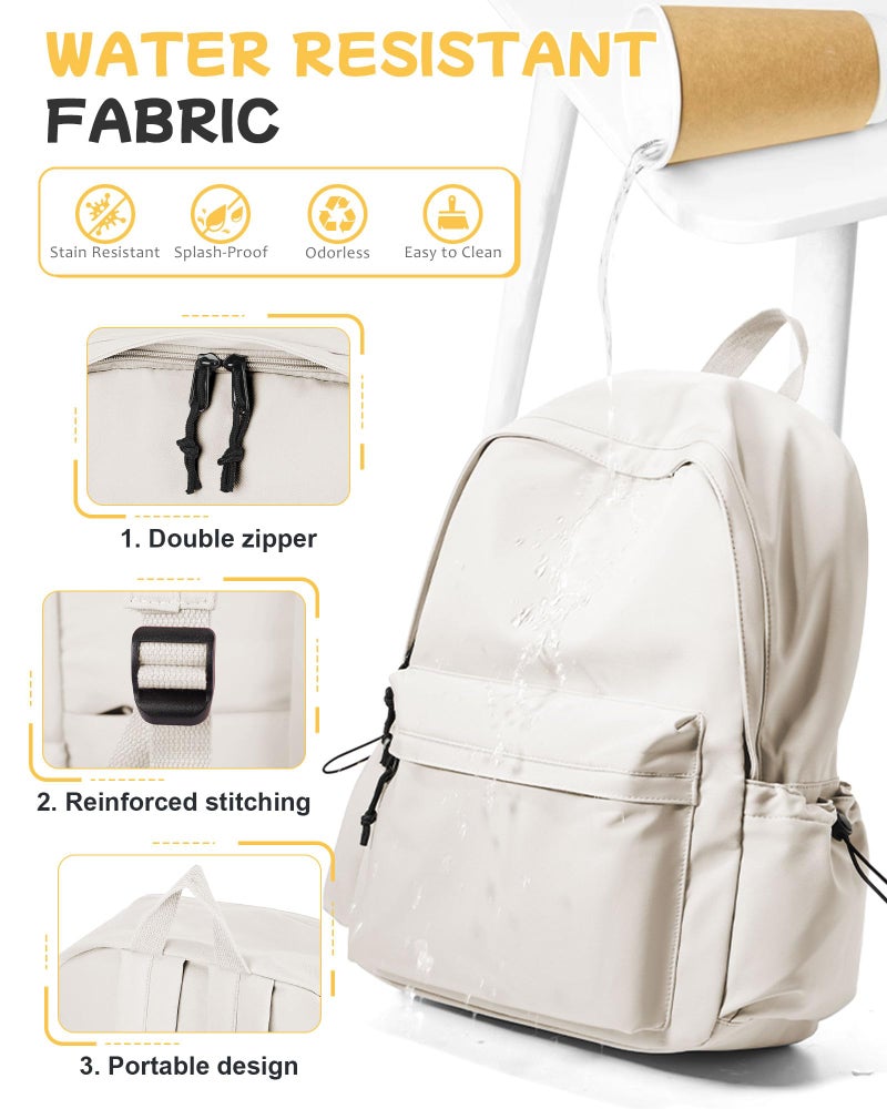 SEAFEW White Backpack For Girls Women Waterproof High School Book Bag Cute Backpack For Men Teens Boys, Lightweight Simple Middle School Back Pack Daypack - Image 5