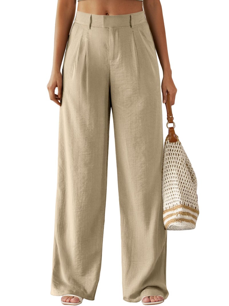 Feiersi Women's Wide Leg Pants Casual High Waisted Slacks Straight Dressy Pants Palazzo Trousers with Pockets(Camel,XX-Large) - Image 1