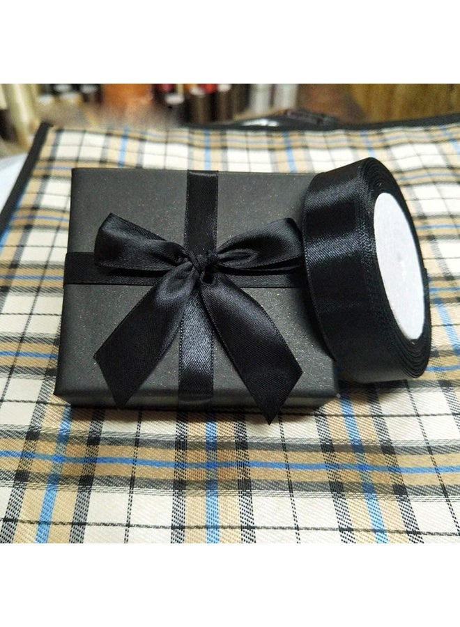 ITALO Ribbon Satin Fabric For Gift Package Wrapping Hair Bow Clips Making Crafting Sewing Wedding Decorations Width 2Cm*25 YD - Black - Image 2