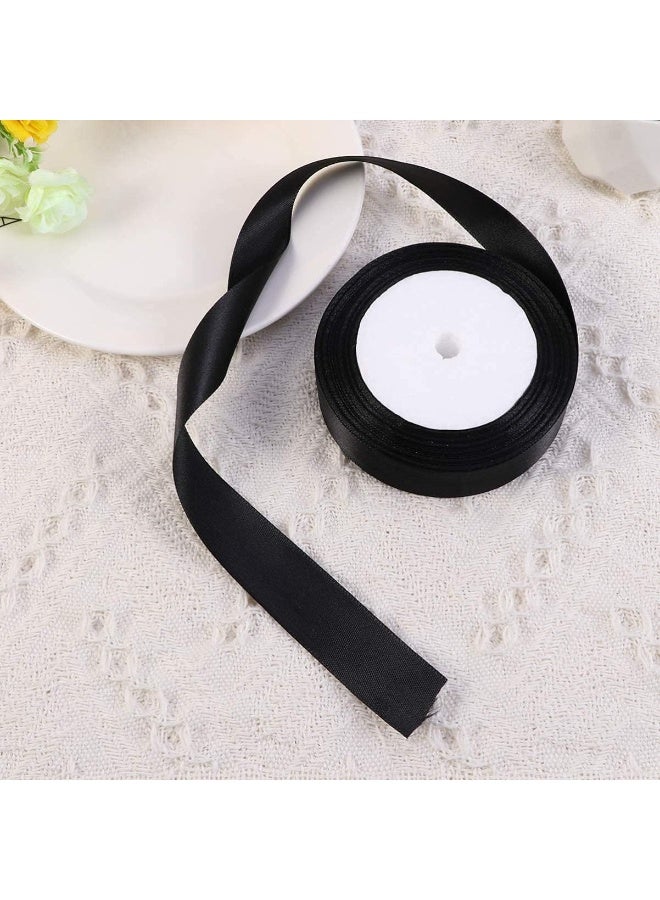 ITALO Ribbon Satin Fabric For Gift Package Wrapping Hair Bow Clips Making Crafting Sewing Wedding Decorations Width 2Cm*25 YD - Black - Image 3