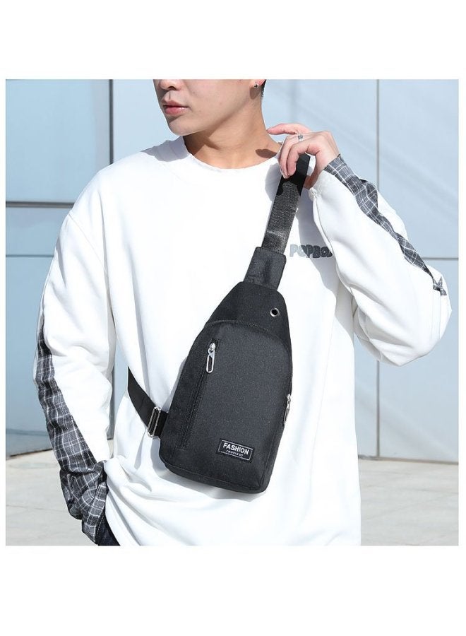 Generic Men's Canvas Chest Bag Leisure Sports Shoulder Bag Korean Men's Fashion Brand Chest Bag Shoulder Messenger Bag-Colour:Grey  - Image 2