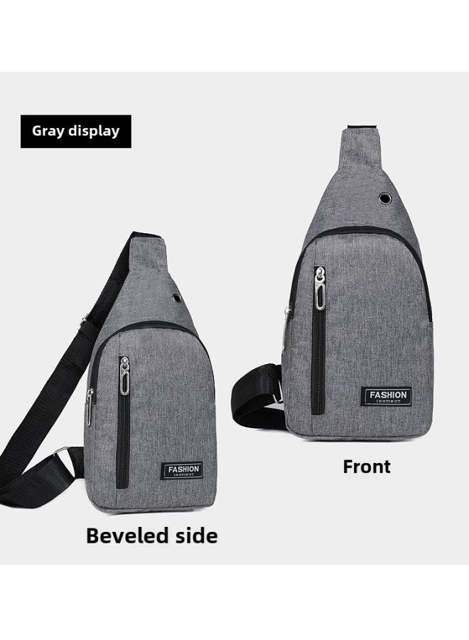 Generic Men's Canvas Chest Bag Leisure Sports Shoulder Bag Korean Men's Fashion Brand Chest Bag Shoulder Messenger Bag-Colour:Grey  - Image 5