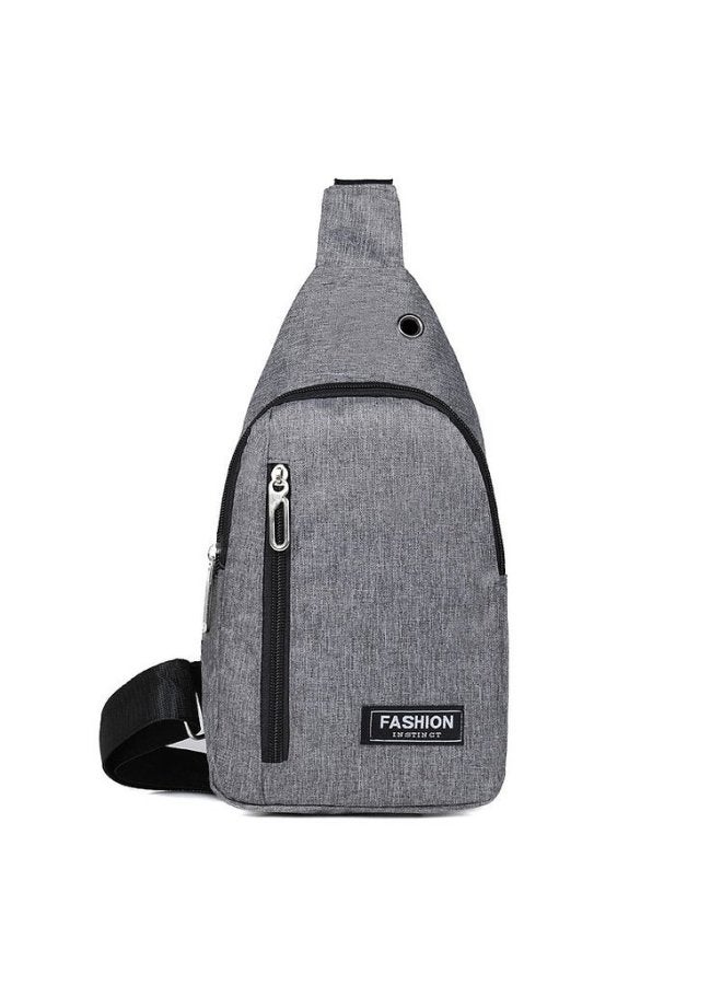 Generic Men's Canvas Chest Bag Leisure Sports Shoulder Bag Korean Men's Fashion Brand Chest Bag Shoulder Messenger Bag-Colour:Grey  - Image 1