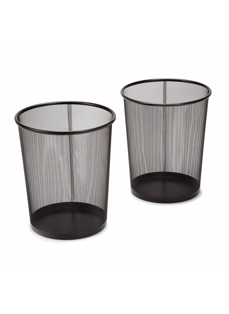 Seville Classics Seville Classics 2Pack Steel Mesh Round Trashcan Wastebasket for Trash or Recycle in The Home Office or Garage Black 6 Gallon 