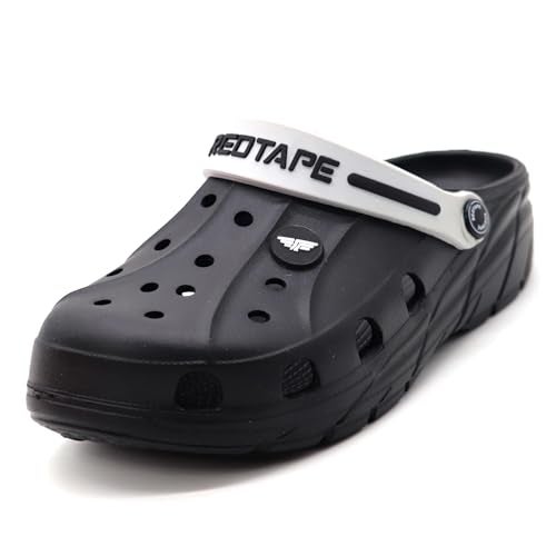 Red Tape Designer Comfortable Clogs, Sandals With Adjustable Back Strap For Men Black - 7 Uk - Image 1
