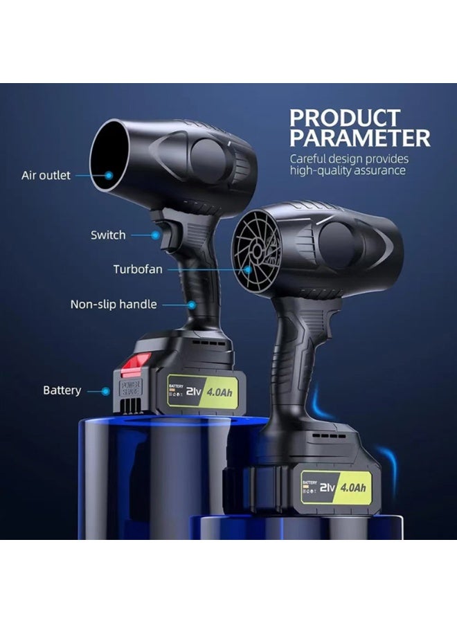 Cordless 600W High-Power Turbo Leaf Blower, Duct Fan Dust & Water Blower, 21V 3Ah Lithium Battery Handheld Air Blower for Car, Garden, Workshop Cleaning - Image 3