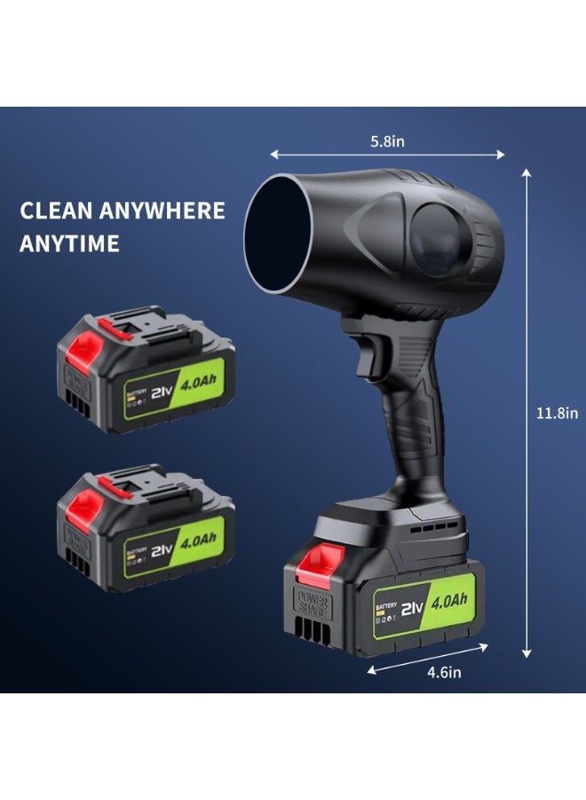 Cordless 600W High-Power Turbo Leaf Blower, Duct Fan Dust & Water Blower, 21V 3Ah Lithium Battery Handheld Air Blower for Car, Garden, Workshop Cleaning - Image 2