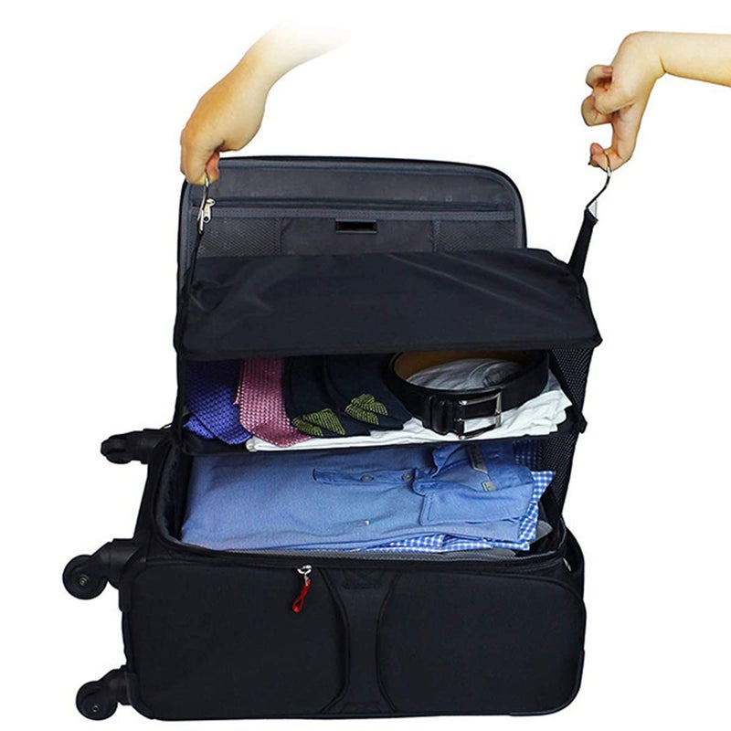 Kitwe Hanging Travel Shelves Bag with Hooks Collapsible 3Shelf Oxford Fabric Storage Washable Closet Storage Bag Collapsible Hanging Storage Washable Closet Organizer 157 98 217 in Black - Image 4