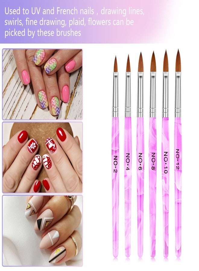 Yokilly Acrylic Nail Brush Dappen Dish Set, 6PCS Nail Art Pen and 2PCS Crystal Dappen Dish for Acrylic Nails, Manicure Bowl Cup Glass Container for Acrylic Liquid Nail Tool Kit - Image 3