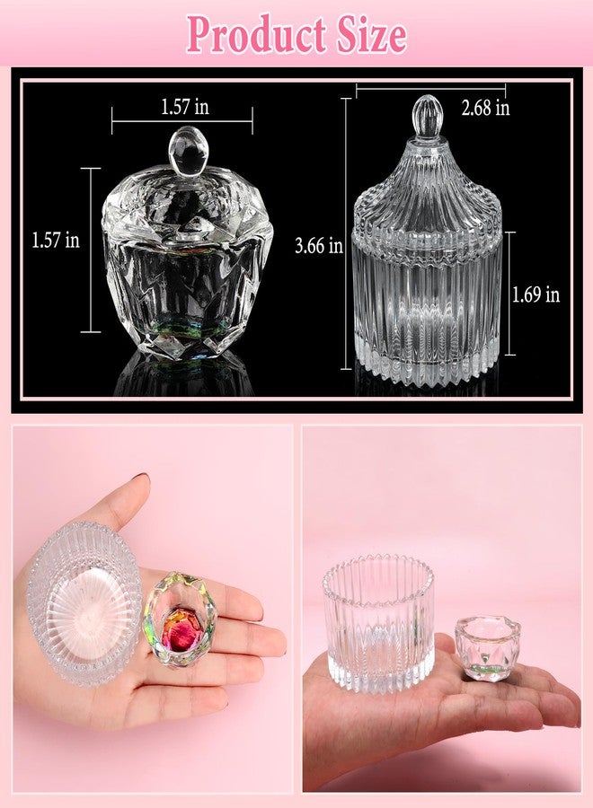 Yokilly Acrylic Nail Brush Dappen Dish Set, 6PCS Nail Art Pen and 2PCS Crystal Dappen Dish for Acrylic Nails, Manicure Bowl Cup Glass Container for Acrylic Liquid Nail Tool Kit - Image 5