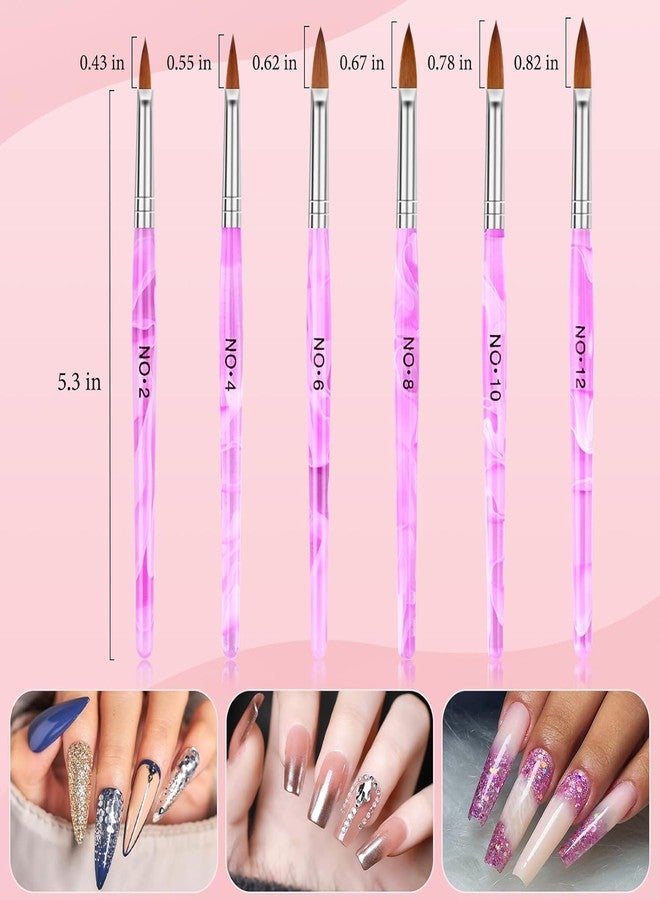 Yokilly Acrylic Nail Brush Dappen Dish Set, 6PCS Nail Art Pen and 2PCS Crystal Dappen Dish for Acrylic Nails, Manicure Bowl Cup Glass Container for Acrylic Liquid Nail Tool Kit - Image 2