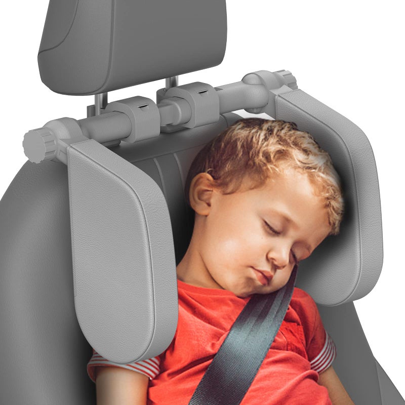 Yoocaa Car Headrest Pillow, Road Pal Headrest, Adjustable Car Seat Head Neck Support, U Shaped Car Sleeping Pillow for Kids & Adults (Grey) - Image 1