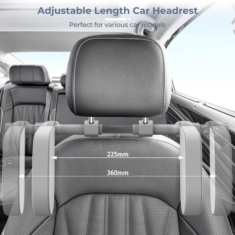 Yoocaa Car Headrest Pillow, Road Pal Headrest, Adjustable Car Seat Head Neck Support, U Shaped Car Sleeping Pillow for Kids & Adults (Grey) - Image 5