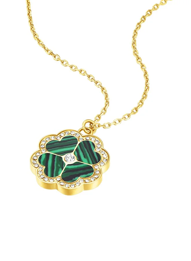 بوليس Flora Gold Plated Ladies Necklace With Malachite 450+50MMPEJLN0003201