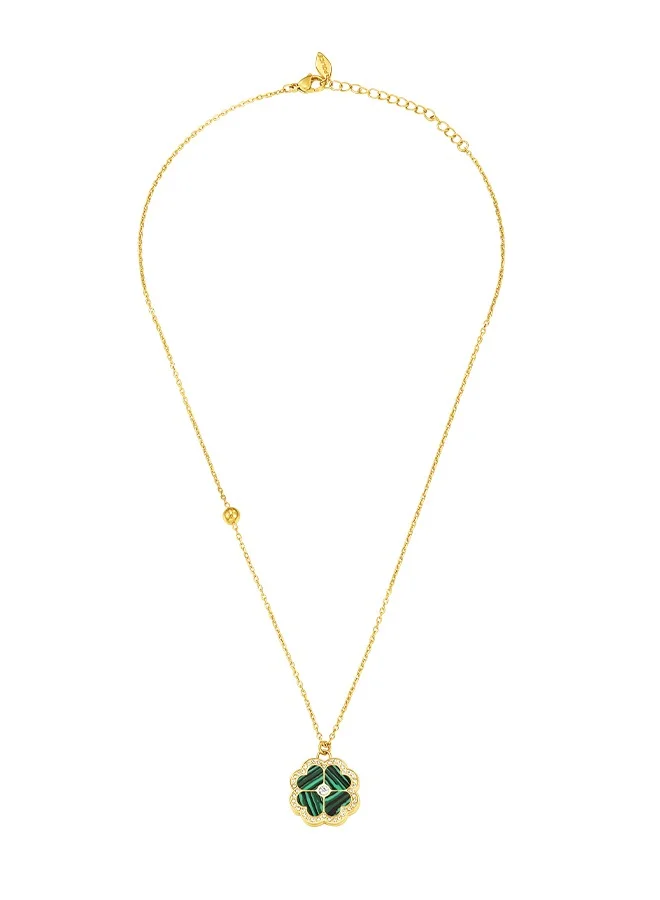 بوليس Flora Gold Plated Ladies Necklace With Malachite 450+50MMPEJLN0003201