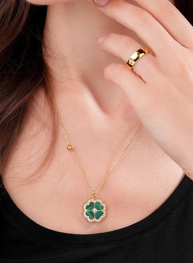 بوليس Flora Gold Plated Ladies Necklace With Malachite 450+50MMPEJLN0003201