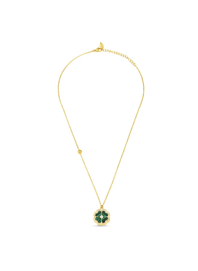 بوليس Flora Gold Plated Ladies Necklace With Malachite 450+50MMPEJLN0003201