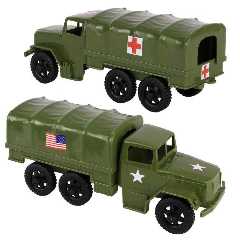 Tim Mee Toy TimMee Plastic Army Men Trucks  OD Green M34 Deuce and a Half Cargo Vehicles US Made - Image 2