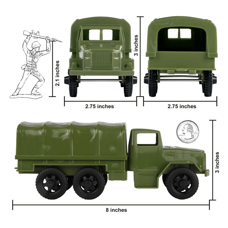 Tim Mee Toy TimMee Plastic Army Men Trucks  OD Green M34 Deuce and a Half Cargo Vehicles US Made - Image 3