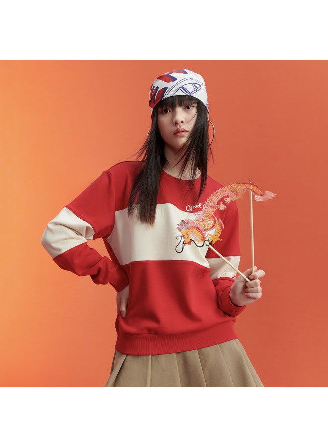 FILA Women'S Wear Fusion Series Women'S Hoodie Ladies Round Neck Loose Knitted Pullover - Image 3