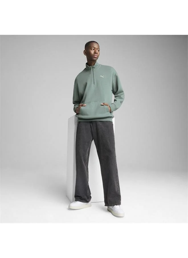 Puma Green Moon WARDROBE ESS Relaxed Half Zip Crew Men for Men | Best Price UAE