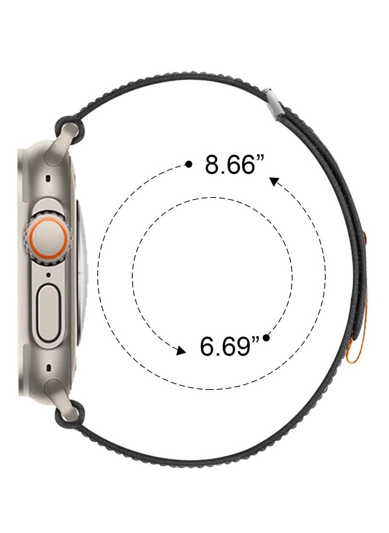 Generic - Compatible with Apple Watch Strap 44mm Ultra 49mm 45mm 42mm Replacement Band for iwatch series 8 7 6 SE 5 4 3 2 1 Stretchy Braided Nylon Sport Trail Loop Wristband for Men Women,Black/orange - Image 1