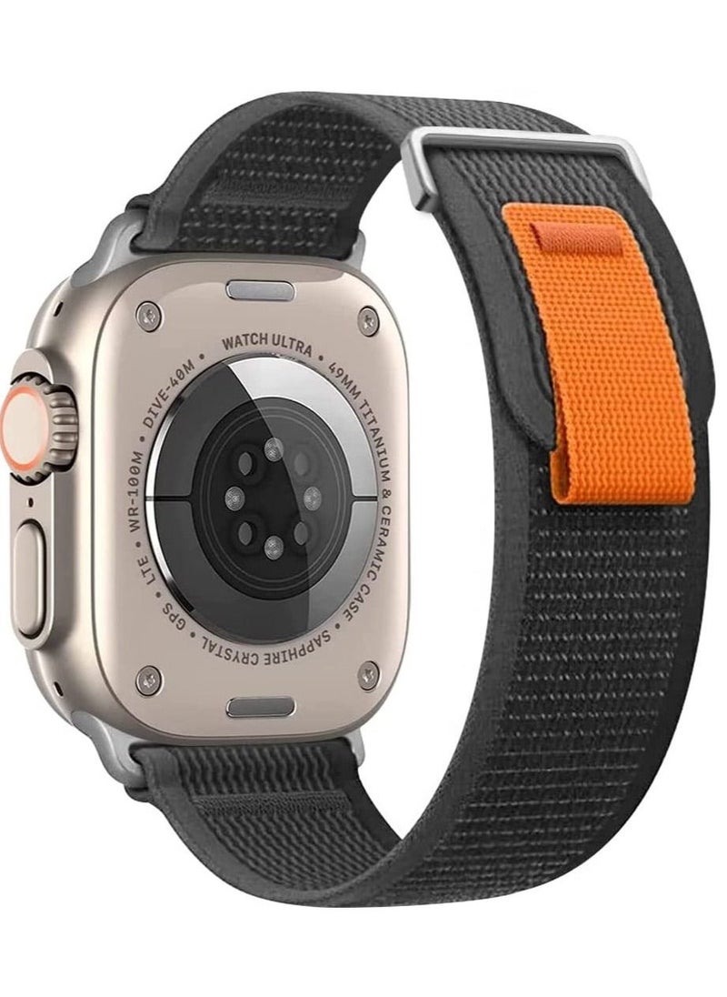 Generic - Compatible with Apple Watch Strap 44mm Ultra 49mm 45mm 42mm Replacement Band for iwatch series 8 7 6 SE 5 4 3 2 1 Stretchy Braided Nylon Sport Trail Loop Wristband for Men Women,Black/orange - Image 1
