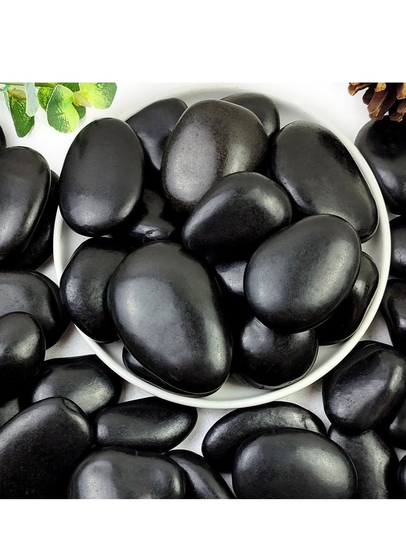 vsell24 5-8cm Extra Large Black Natural Decorative River Pebbles Black Polished Decorative Pebbles for Garden Landscaping, Home Decor, Outdoor Paving River Rocks, Rocks for Painting - Image 1