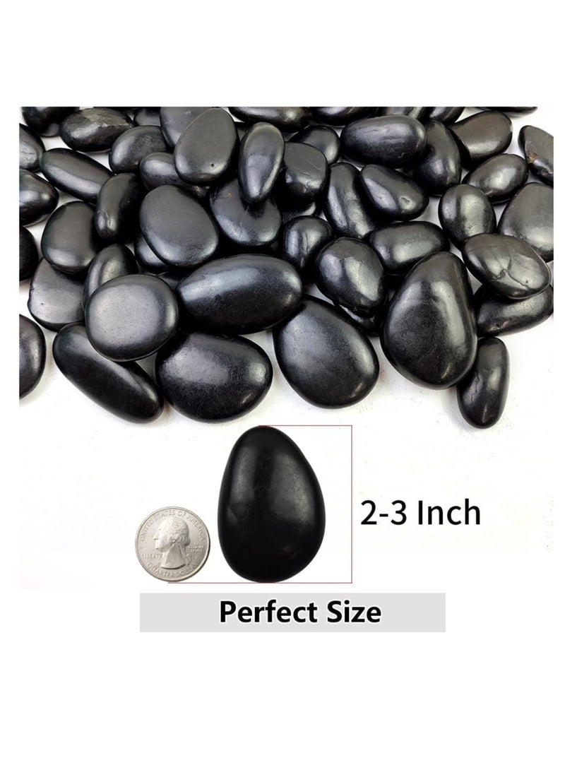 vsell24 5-8cm Extra Large Black Natural Decorative River Pebbles Black Polished Decorative Pebbles for Garden Landscaping, Home Decor, Outdoor Paving River Rocks, Rocks for Painting - Image 4