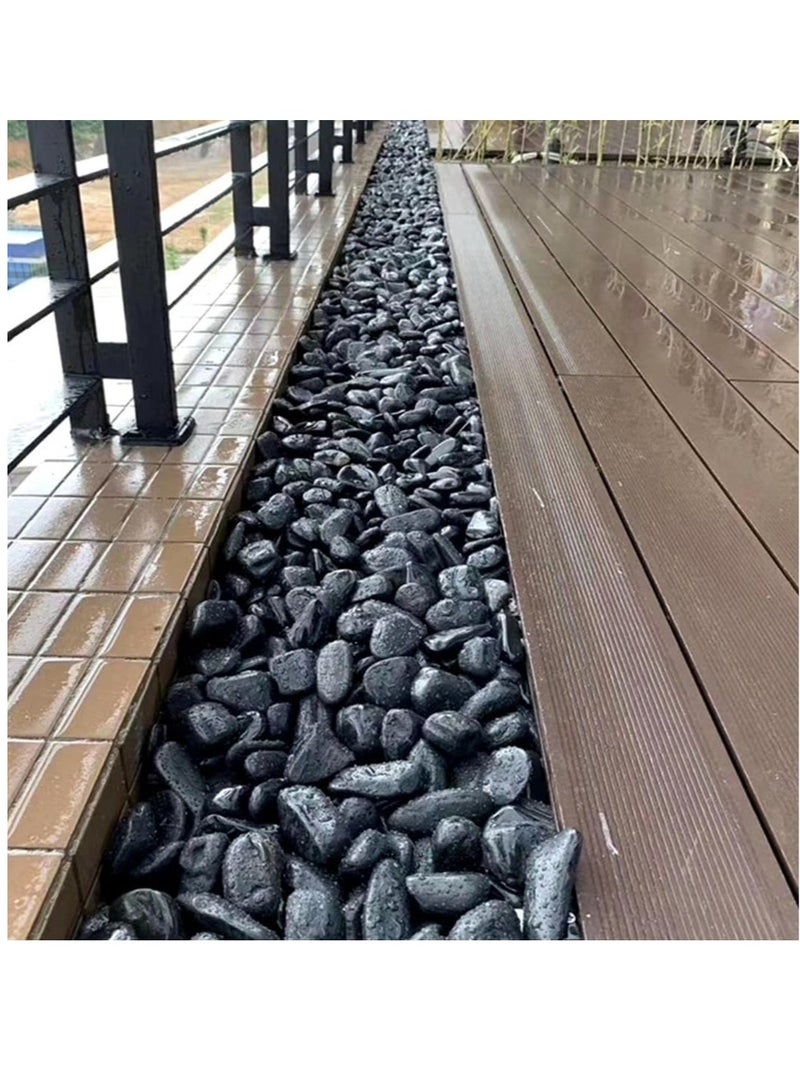 vsell24 5-8cm Extra Large Black Natural Decorative River Pebbles Black Polished Decorative Pebbles for Garden Landscaping, Home Decor, Outdoor Paving River Rocks, Rocks for Painting - Image 3