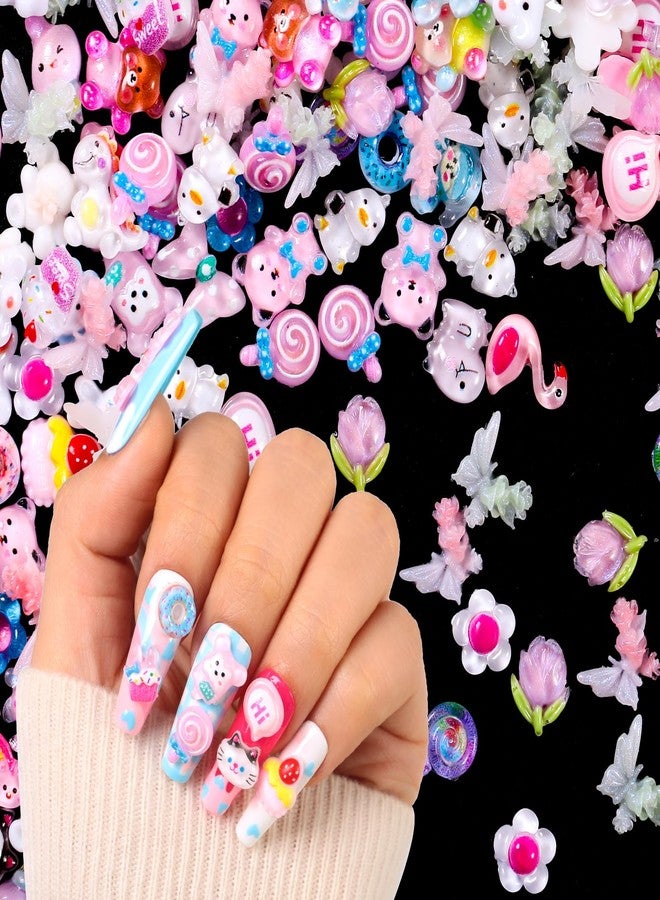 MAJOR DIJIT Cute 3D Nail Charms Dolphin Pineapple Food Panda Dinosaur Snail Cartoon Mix Jewelry Charms for Nail Art Design DIY Crafts Accessories Decorations (180) - Image 1