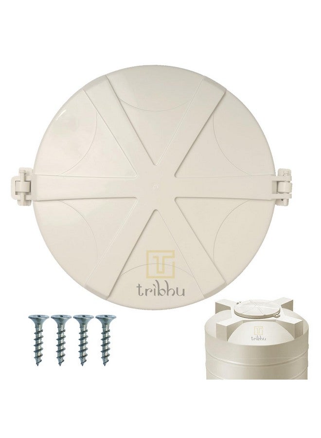 TRIBHU Heavy Plastic Water tank lid, Pure Unbreakable Lid, Hinge Type, Durable, 500 L - 2000 L Water Tank Capacity, Open Water Tank Lid, Flush Tank Lid, Round Shape, Closing Lid, (White, 1 Pcs) - Image 1