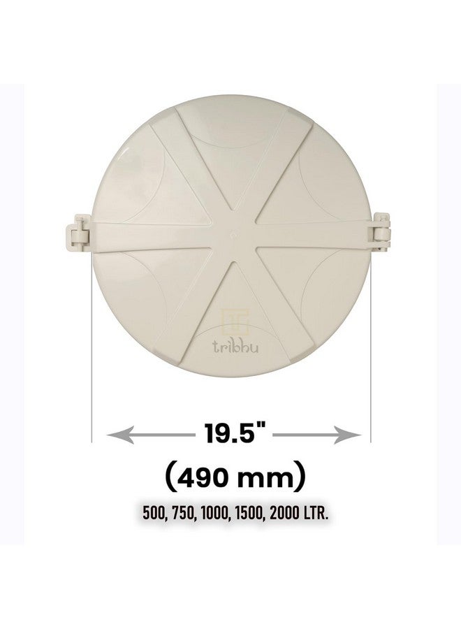 TRIBHU Heavy Plastic Water tank lid, Pure Unbreakable Lid, Hinge Type, Durable, 500 L - 2000 L Water Tank Capacity, Open Water Tank Lid, Flush Tank Lid, Round Shape, Closing Lid, (White, 1 Pcs) - Image 2