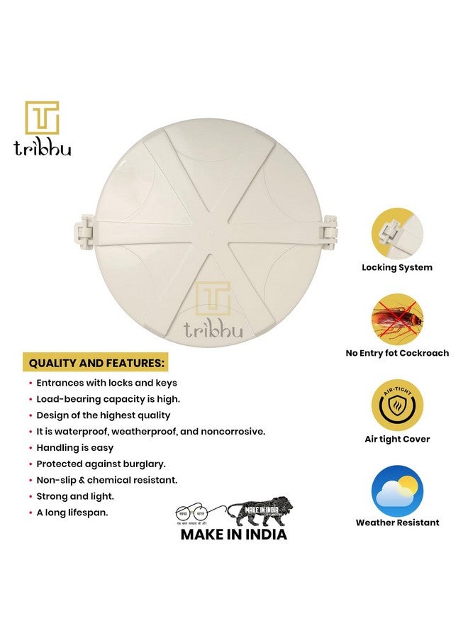 TRIBHU Heavy Plastic Water tank lid, Pure Unbreakable Lid, Hinge Type, Durable, 500 L - 2000 L Water Tank Capacity, Open Water Tank Lid, Flush Tank Lid, Round Shape, Closing Lid, (White, 1 Pcs) - Image 3