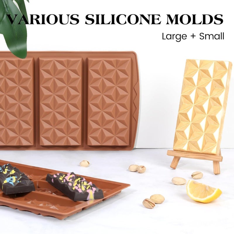 LEGACYCART Deep Chocolate Bar Molds 3 Slot Pyramid Design Dubai Chocolate Bar Mold Thick Candy Molds for Kunafa Stuffed Pistachio Chocolate Bars Break Apart Chocolate Knafeh Filling Mold - Image 4