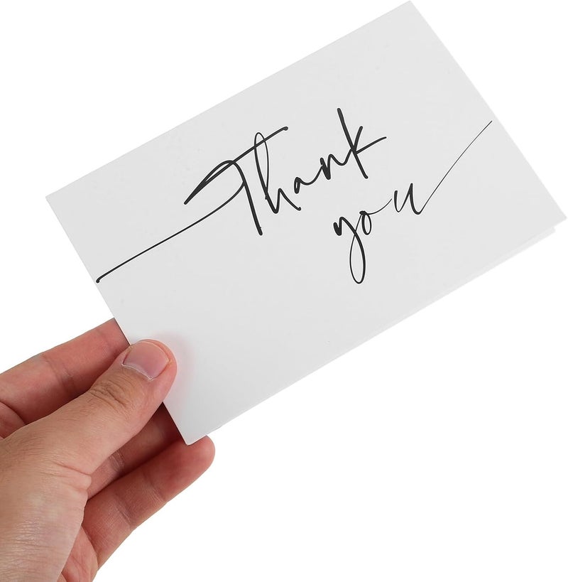 OSALADI 50pcs White Blank Thank You Wedding Cards Folded 204x152mm with Gold Foil Printing Bulk Thank You Cards for Wedding Party Decorations - Image 3