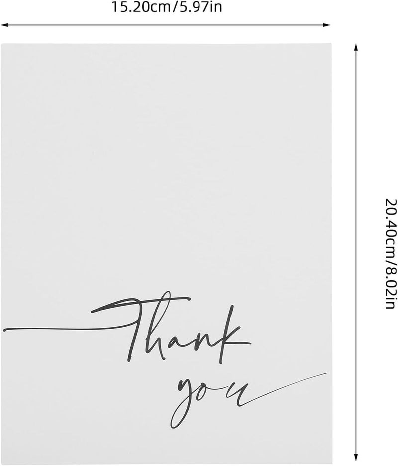 OSALADI 50pcs White Blank Thank You Wedding Cards Folded 204x152mm with Gold Foil Printing Bulk Thank You Cards for Wedding Party Decorations - Image 2