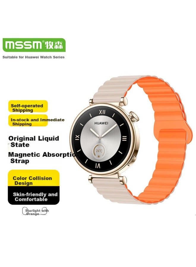 Mssm Liquid Silicone Magnetic Adsorption Loop Strap For Huawei Watch Strap Gt5/gt4/gt5pro/watch4pro 41 Dial - 18mm - Image 1