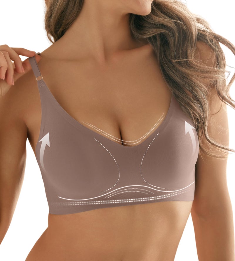 DEANGELMON Seamless Bras for Women V Neck Padded Bra Adjustable Straps Bralettes Everyday Sleeping Bra Multiple Pack(3P16,M) - Image 2